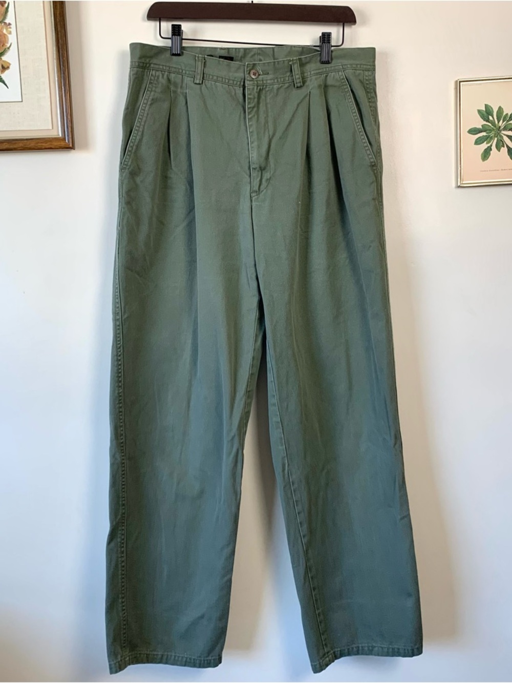 Vintage Olive Green 100% Cotton Trouser Pants